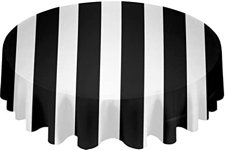Wachstischdecke 152cm Schwarz-Weißer Vertikaler Linienstreifen Im Einfachen Stil Wachstischdecke Glatt Gartentischdecke rutschfeste Wachstuch Für Garten Outdoor Indoor