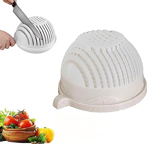 Coupe-Salade Multifonctionnel À Pression Rapide, Coupe-Salade Coupe-légumes Et Coupe-légumes, Veggie Chopper Safe Food Coupe-Salade Bol avec Couvercle Ensemble De Coupe De Légumes Rapide (Color : Whi