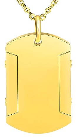 feilok Collar de Hombre Colgante de Placa de identificación Militar con Cadena de Acero Inoxidable y Oro
