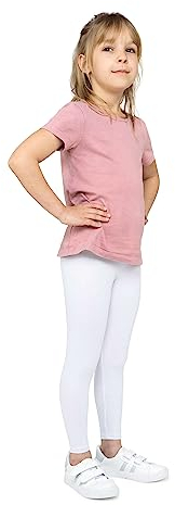 looksy Warme Baumwoll-Leggings für Mädchen für den Winter, Kinderhose, Thermo-Hose für Kinder an kalten Tagen, Weiß 146 cm (11 Jahre)