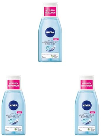 NIVEA Sanfter Augen Make-Up Entferner (125 ml), nicht fettender Make-Up Entferner mit Provitamin B5, zum Abschminken von Mascara und Augen Make-up (Packung mit 3)