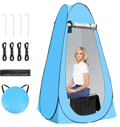 Tienda de ducha y aseo para camping, desplegable, 120 x 120 x 190 cm, inodoro plegable, portátil, para camping al aire libre, con bolsa de basura, carga máxima de 50 kg