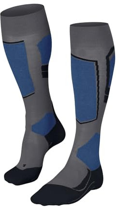 FALKE Herren Skisocken SK4 Advanced M Kh Wolle Funktionsmaterial warm dünn 1 Paar, Grau Mid Grey Melange 3530-O, 44-45