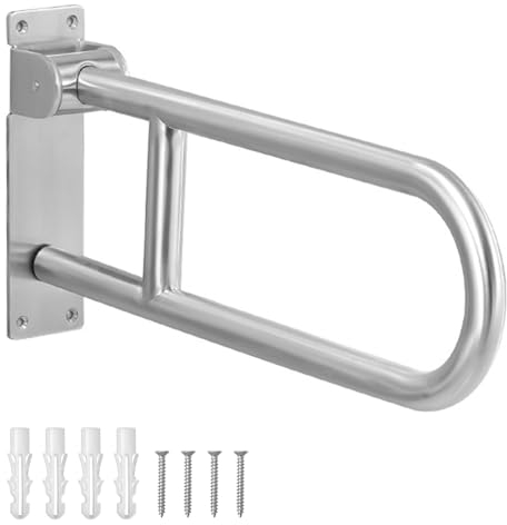 LORESJOY Barra Abatible Baño 60 cm, Barra Baño Minusválido, Acero Inoxidable, Barra Seguridad Baño, Asidero Baño Abatible, Asidero de baño, Soporta Hasta 300-350 kg