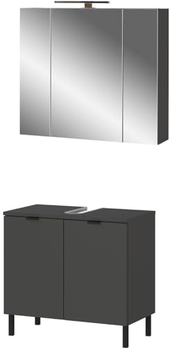 Germania 2-TLG. Bad-Set 9919-547 GW-Arcena, in Graphit, mit Metallfüßen, 76 x 200 x 34 cm (BxHxT)
