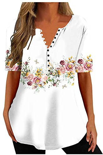 Tshirt Damen Sommer Atmungsaktives Bluse Sale Angebote Tee shirt Mit V-Ausschnitt, Bedruckt, Lässig Locker, Kurzärmelig. Kurzarm Top Mit V-Ausschnitt Oberteile Weiches Und Bequemes Tops Casual Fashion