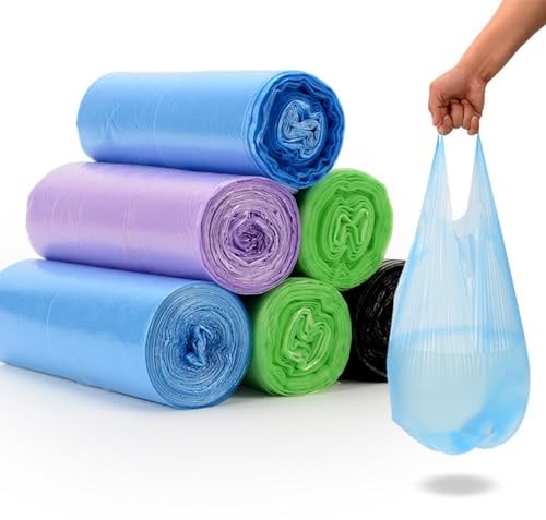 Lot de 5 petits sacs poubelle réutilisables en plastique épais pour cuisine, bureau, salle de bain, cuisine, bureau