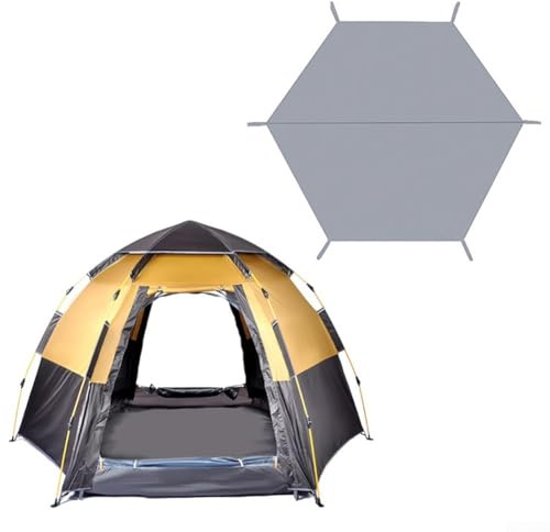 Campingplane, Zelt, Fußabdruck, sechseckig, Picknick-Plane, Zeltmatte, große, wasserdichte Bodenplane für Camping, Wandern, Picknick (370 x 320 cm)