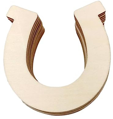 SEWACC 48 Stück Holzscheiben für Zuhause und Dekoration Hufeisenform Holzspäne Basteln