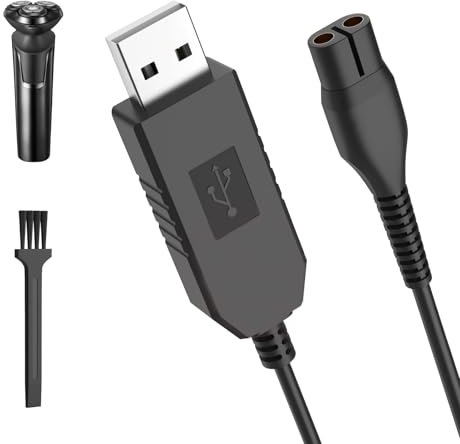 Shaver Charger Cable, Razor Charger Wire 4.3V USB Compatible with Norelco One Blade QP2520 QP2620 A00390 QG3320 RQ320 RQ328 RQ330 RQ331 RQ338 RQ350 Series 1000 Shavers, Fast Charge, Black