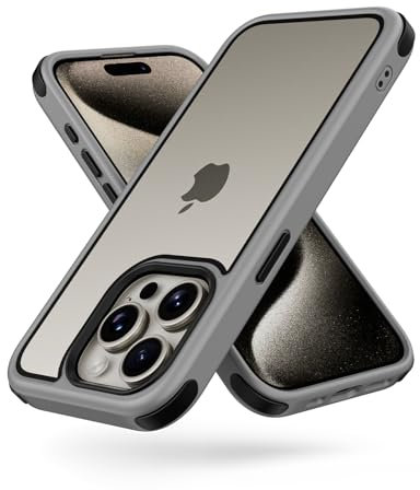 MobNano Cover Compatibile con iPhone 15 Pro Max, Sottile Antiurto AntiGraffio, Protettiva Custodia Compatibile con iPhone 15 Pro Max, 6.7 Pollici - Grigio Titanio/Nero