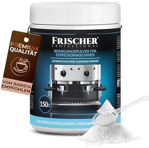 FRISCHER PROFESSIONAL Reinigungspulver für Kaffeemaschine & Siebträger – 900g Kaffeefettlöser/Espressomaschinenreiniger – Gruppenreiniger & Entkalker Pulver für Kaffeevollautomat