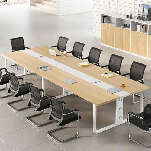 LYXWGRZD Konferenztisch, 118,1 L x 51,1 B x 29,5 H Großer Schulungstisch, Rechteckiger Besprechungstisch, Seminartisch for 12 Personen(Wood Color)
