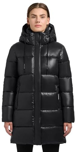 khujo Damen Wintermantel warmer Steppmantel schimmernd mit Kapuze Jadet2-YM Black Gr. XXL