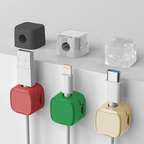 Leapop Kabelhalter Kabelclips,Magnetischer Kabel Organizer,6 Stück Kabelhalter Selbstklebend Kabelklemmen,Kabelorganizer für Schreibtisch/Wand,für Zuhause,Büro,Auto,Küchengeräte (Gemischte Farben)