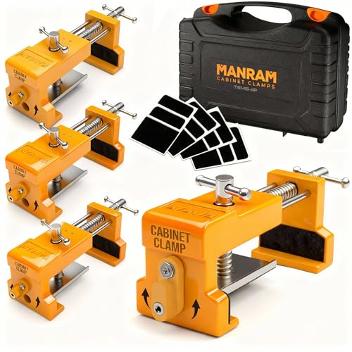 Cabinet Clamps 4 Pack Protective Case Included - Cabinet Face Frame Clamps, Claw Clamps for Cabinets