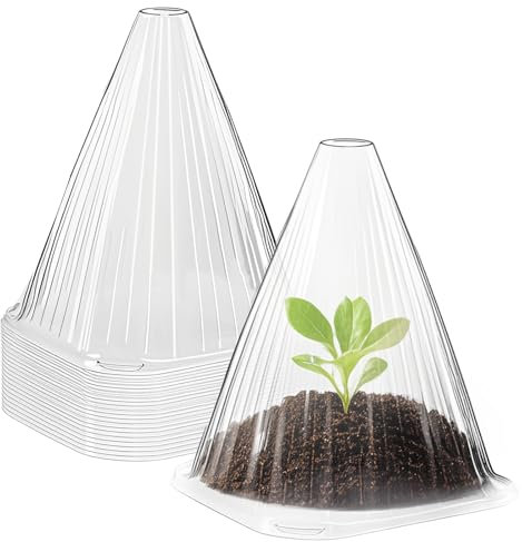 YQBFB 20Pcs Garden Plant Cloches: 22CM x 19CM Reusable Mini Greenhouse Plastic Plant Bell Covers - Garden Cloche for Growing Vegetables Protection Frost and Pest Protection (white)