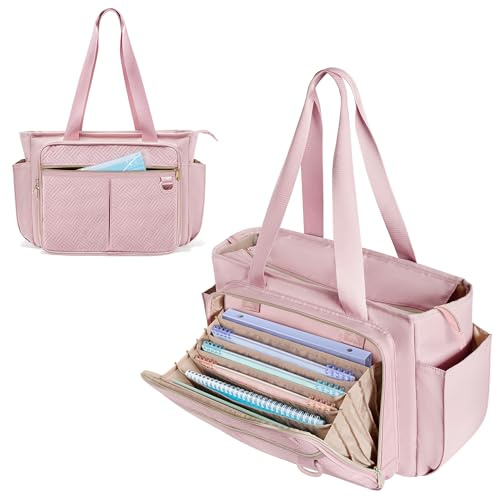 Prokva Bolsa de Mano para Enfermeras para Mujer, Bolsa Clínica de Enfermería con Organizador de Archivos en Acordeón, Accesorios de Enfermería para el Trabajo y la Atención Médica en el Hogar, Rosa