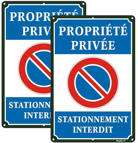 Phyabe Panneau Propriété Privée Stationnement Interdit Aluminium - 2 Pièces, 20 x 30cm Panneau De Signalisation, Résistant aux UV, Imperméable