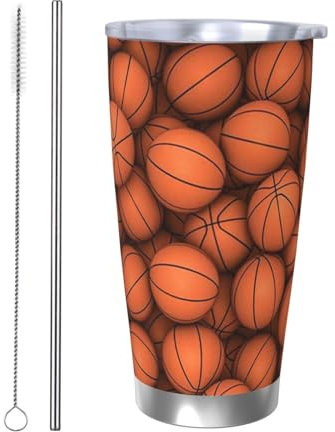 YFSGDLBN Tasse en acier inoxydable avec imprimé basketball orange 591 ml