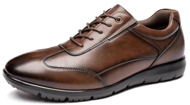 Scarpe da ginnastica da uomo in pelle leggera, supporto per l'arco plantare, resistenti agli odori e anti-fatica per camminare tutto il giorno | Raccomandate dal fisioterapista, Marrone, 44 EU