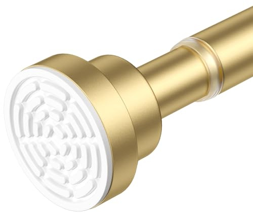 AIZESI Gardinenstange ohne Bohren 80-125CM Gold, Teleskopstange Klemmstange Duschvorhangstange für Badezimmer Fenster Kleiderschrank (Durchmesser 22mm)