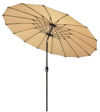 DLAZUM Parasol de Jardin Shanghai inclinable de 250 cm, Parasol de terrasse extérieur avec manivelle, mât en Aluminium, Parasol de Table Rond avec Protection Contre Les Rayons U,Khaki-250cm