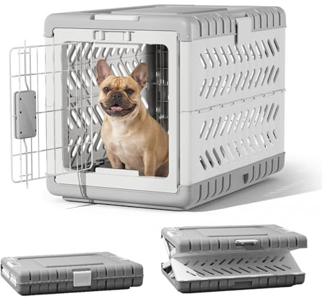 Gardner Pet Faltbare Hundetransportbox, Acryl-Hundebox 71x46x53cm, Weiß | Faltbare Hundebox für große/mittlere Hunde, Montage ohne Werkzeug, 2 Räder, Platzsparend, Acryl