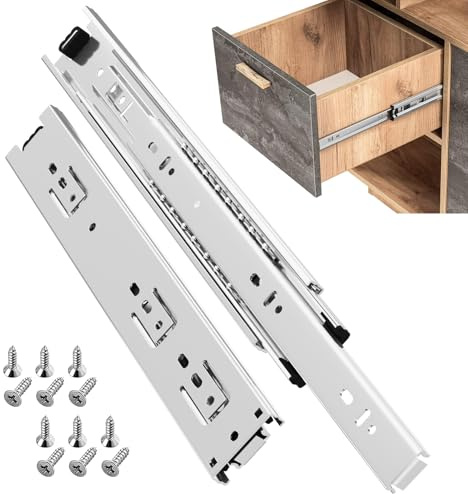 ToBeGreat Schubladenschienen Vollauszug 200mm Schubladenführungen Küchenschrank Kugelauszug Mit 45 kg Tragkraft Schienen Schubladen Schienensystem (Silber-1 Paar)