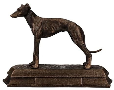 Jagdhund Windhund Statue - Gusseisen Metall Skulptur Handgefertigte Hund Kunst Figur 23,5 cm
