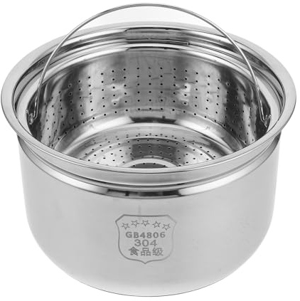 Angoily Doublure Intérieure en Acier Inoxydable 304 pour Cuiseur à Riz Électrique 4L avec Panier Vapeur Séparateur de Riz et Soupe Panier Égouttoir Multifonction pour Cuisson Saine et