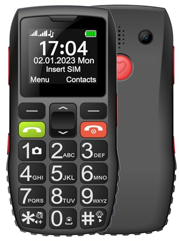 FEGA Seniorenhandy ohne Vertrag | Dual SIM mit Notruftaste | Rentner Handy große Tasten | 1800 mAh Akku Lange Standby-Zeit | Großtastenhandy mit Ladestation | 1,77 Zoll Farbdisplay