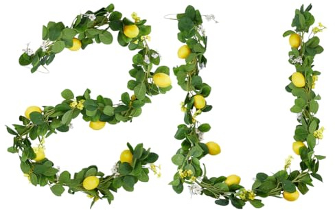 PH PandaHall 2 Guirlandes Artificielles Citron Printemps Été Fausses Vignes Fruitées avec Végétation Plantes Plastiques Fausses pour Décoration de Porte Mur Mariage Fête Table, Longueur 2m