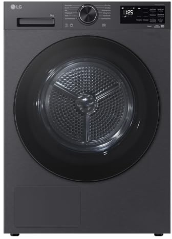 LG RT90X7B Trockner (B, 9 kg) mit Wärmepumpentechnologie (LED-Display, selbstreinigender Kondensator, Trockensensor) Matte Black