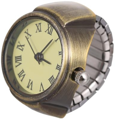 jojofuny Fingeruhr Tragbar Klein, Retro, aus Zinklegierung, Dekorativ | Vintage Schmuckuhr mit Praktischer Anzeige, Leichte Zinklegierung, Schön Gestaltet, für Kreative Looks