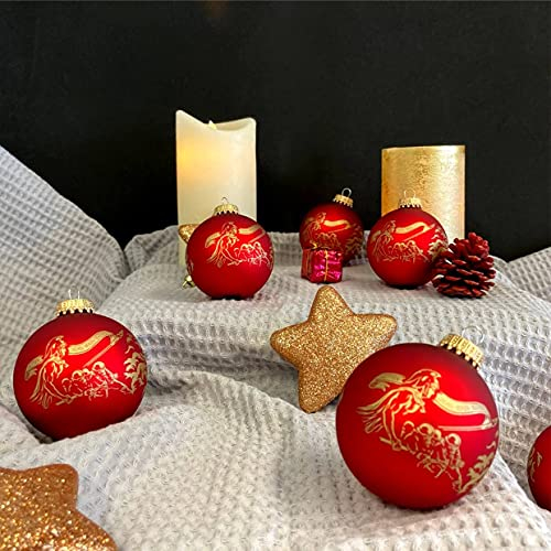 Roter Hahn 112 Hochwertige Feuerwehr Christbaumkugeln aus Glas Weihnachtskugeln Weihnachtsbaumanhänger ROT 4er
