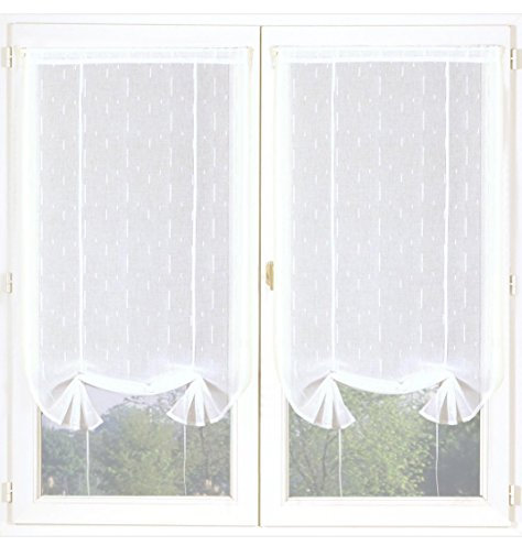 Atout Ciel Paire de Stores en Voilage réglables avec Passe-Tringle prêts à Poser, 2X 90x200cm, Blanc