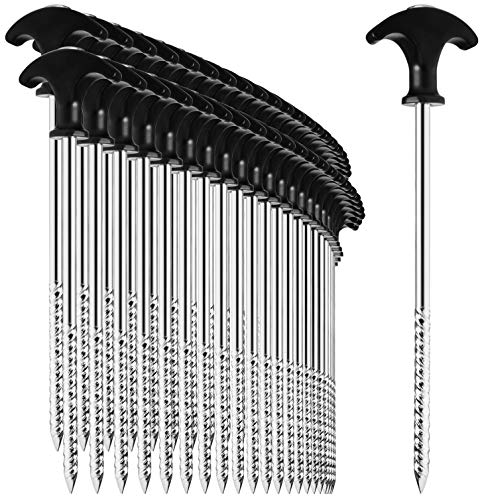 COM-FOUR® 48x picchetti in acciaio - robusti picchetti con filettatura per il campeggio e all'aperto - ideali per terreni normali e duri con impugnatura a T