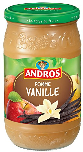 ANDROS - Compote de Fruit - Bocal de 750g - Goût Pomme/Vanille - Idéal pour le Goûter des Enfants et des Bébés - Fabriqué en France
