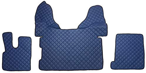 Unbekannt Fußmatten Tunnelabdeckung Set für DAF XF 106 LKW Interieur Zubehör AUTOMATIK Dekoration Teppich Blau Öko-Leder