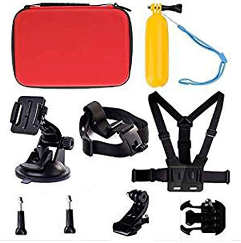 Navitech 8 in 1 Action Camera Accessory Combo Kit With Red Case - Compatible With The YI 4K Action Camera