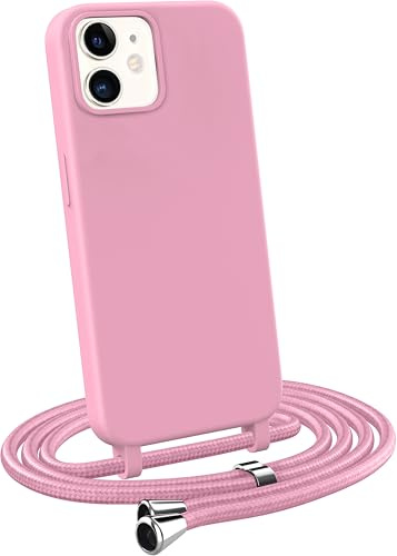 MyGadget Funda para iPhone 11 - Carcasa con Cuerda en Silicona TPU Suave con Cordón - Case y Correa Colgante Ajustable y Portátil - Rosa