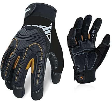 Vgo... 1 Paar hohe Mechnische Arbeitshandschuhe, für große Belastungsarbeit, Vibration-Schutz-Handschuhe, Heavy Duty (SL8849)