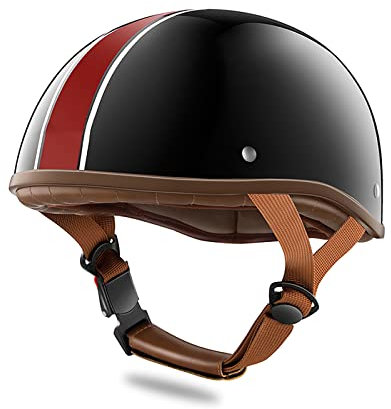 LIONCIANO Jethelm Für Motorräder Jet-Helm Roller-Helm Scooter-Helm Moped Mofa-Helm Chopper Retro Vespa Vintage Jethelme Rollerhelm Sturzhelm Chopper Helm(Gestreiftes Schwarz)