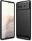 Wookfiss Cover per Google Pixel 6 Silicone Custodia,TPU Design in Fibra di Carbonio Originale Custodia Nero Cover,Antiurto Antigraffi Sottile