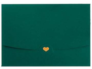 5 Briefumschläge DIN A6 Dunkelgrün mit goldenem Herz veredelt Ohne Fenster 15,4 cm x 11 cm Kraftpapier