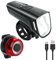 ANSMANN Fahrradlicht Set StVZO zugelassen mit OSRAM LED und auto. Abblendlicht 200 m Leuchtweite 100 Lux 180 Lumen IPX5 Akkubetrieben aufladbar über USB Radlicht Set Vorderlicht & Rücklicht