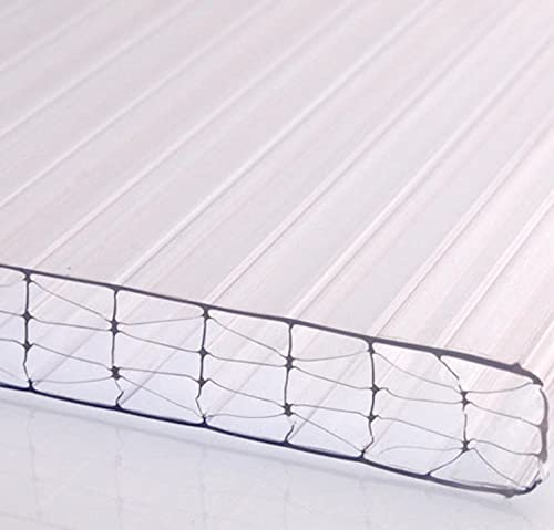 Löffert Kunststoffe Polycarbonat | Hohlkammerplatte PC Stegplatte 16mm Stärke 980mm & 1200mm klar/farblos opal/weiß bronze X-Struktur 3-Fach 2-Fach Struktur (980 x 2000 mm, - farblos/klar)