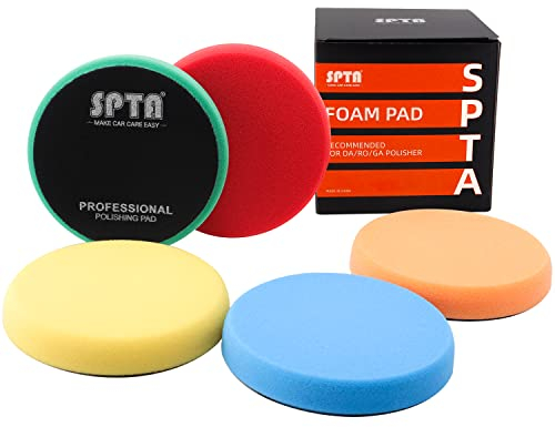 Polierschwamm, SPTA 5tlg 125mm Klett Polierpad Polierschwämme Polieraufsatz Wachs Schwämme Auto Polierpad Polieren Pad Schwamm Polierschaum Set, für 125mm Exzenter Poliermaschine Schleifmaschine