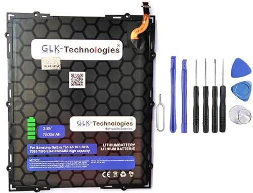 High Power Ersatzakku für Samsung Galaxy Tab A 10.1 2016 GLK-Technologies Battery 7500mAh SM-T580 SM-T585 SM-T585C SM-P580 SM-P585 SM-T587 SM-T587P EB-BT585ABA Akku inkl. Werkzeug Set Kit NUE